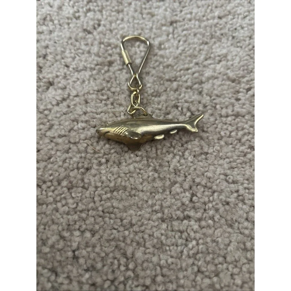Brass Shark Keychain, Fish Key Chain